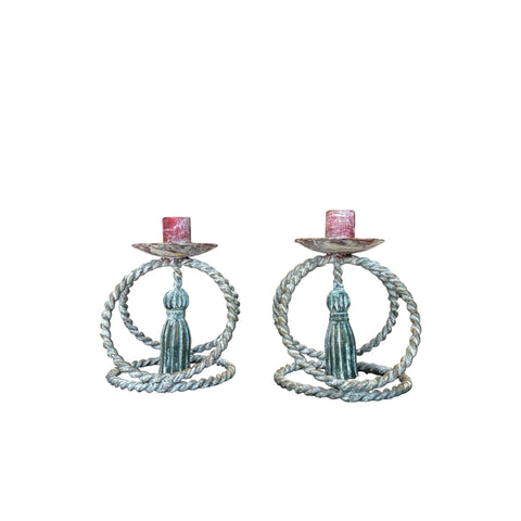 PAIR OF ROPE CANDLESTICKS