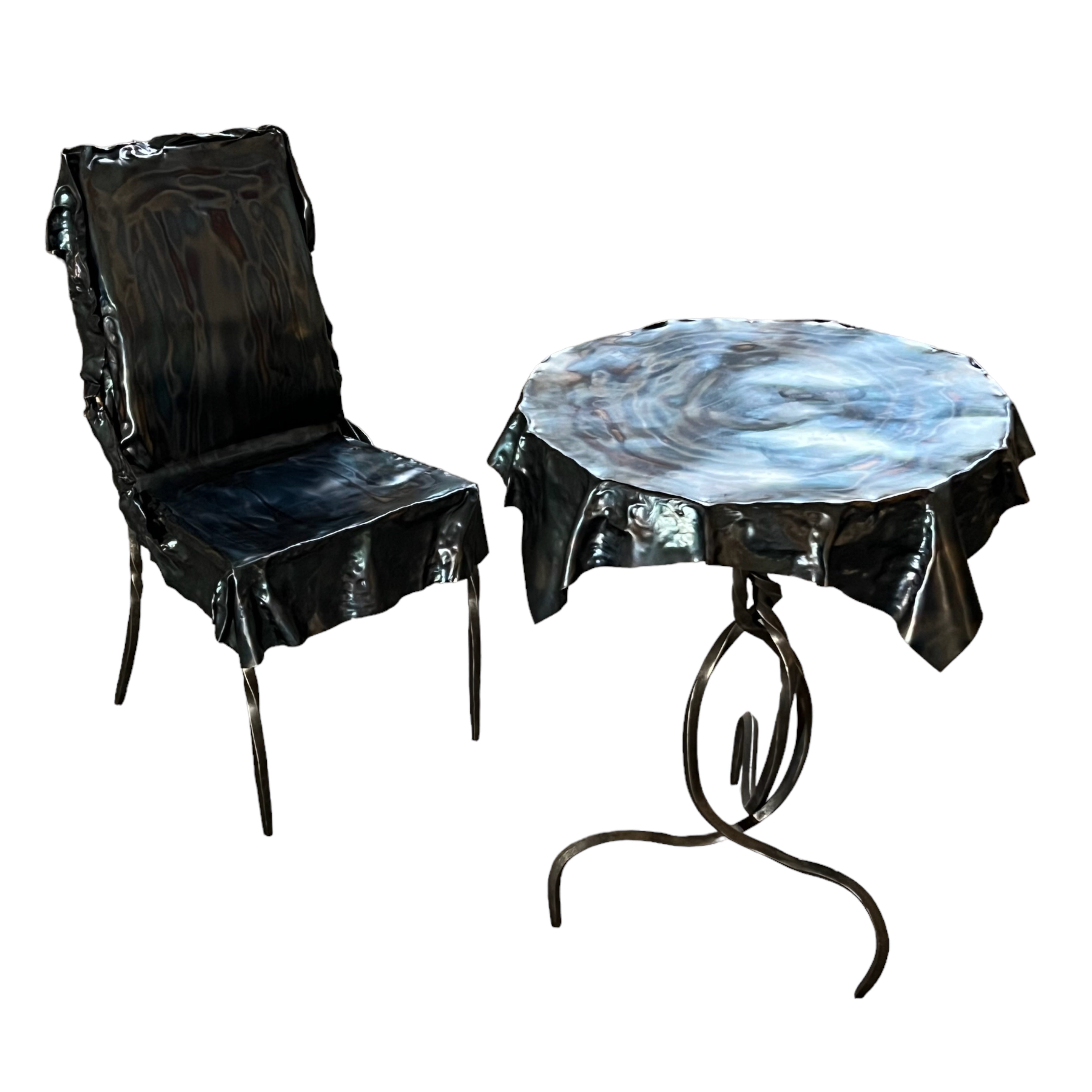 TROMPE L'OEIL TABLE AND CHAIR BY BARNABY LEWIS
