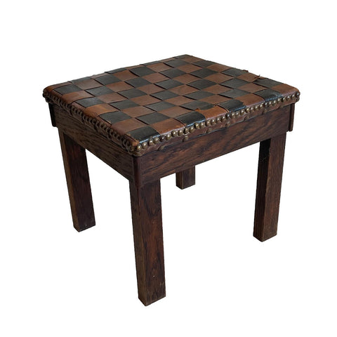 checkered LEATHER STOOL