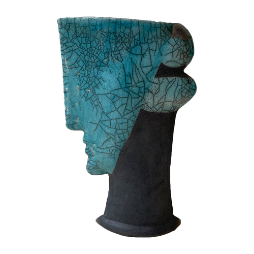 RAKU FIRED HEAD VASE
