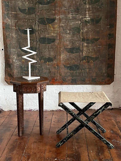 HAND PAINTED CAMPAIGN STOOL