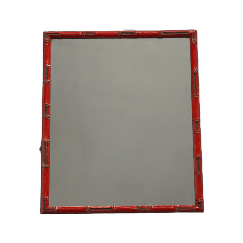 RED FAUX BAMBOO MIRROR