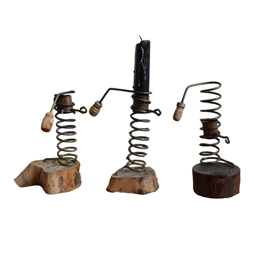 THREE SPIRAL CANDLESTICKS